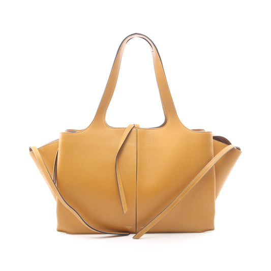 トリフォルド ミディアム ハンドバッグ トートバッグ レザー イエローブラウン セリーヌ バッグ CELINE