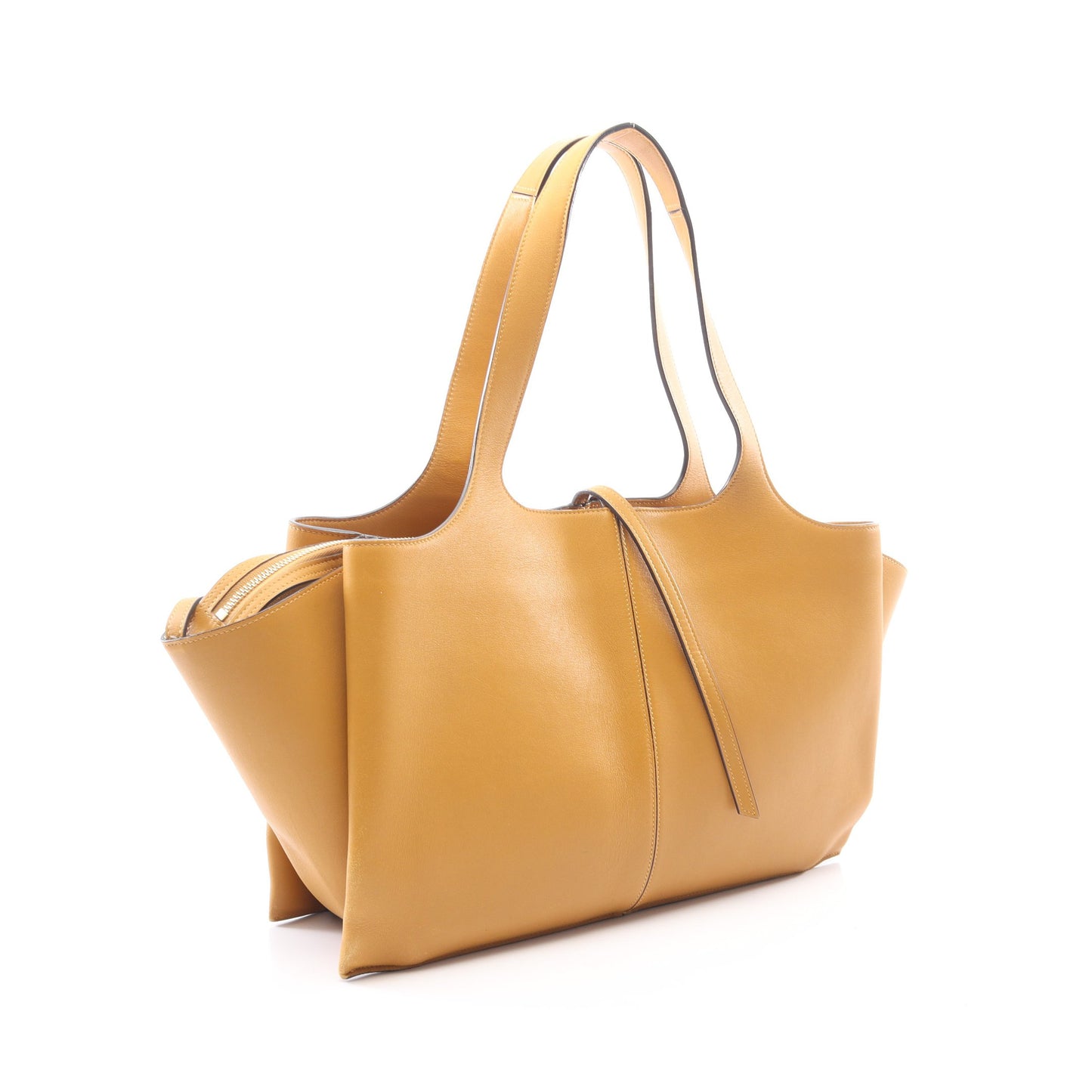 トリフォルド ミディアム ハンドバッグ トートバッグ レザー イエローブラウン セリーヌ バッグ CELINE