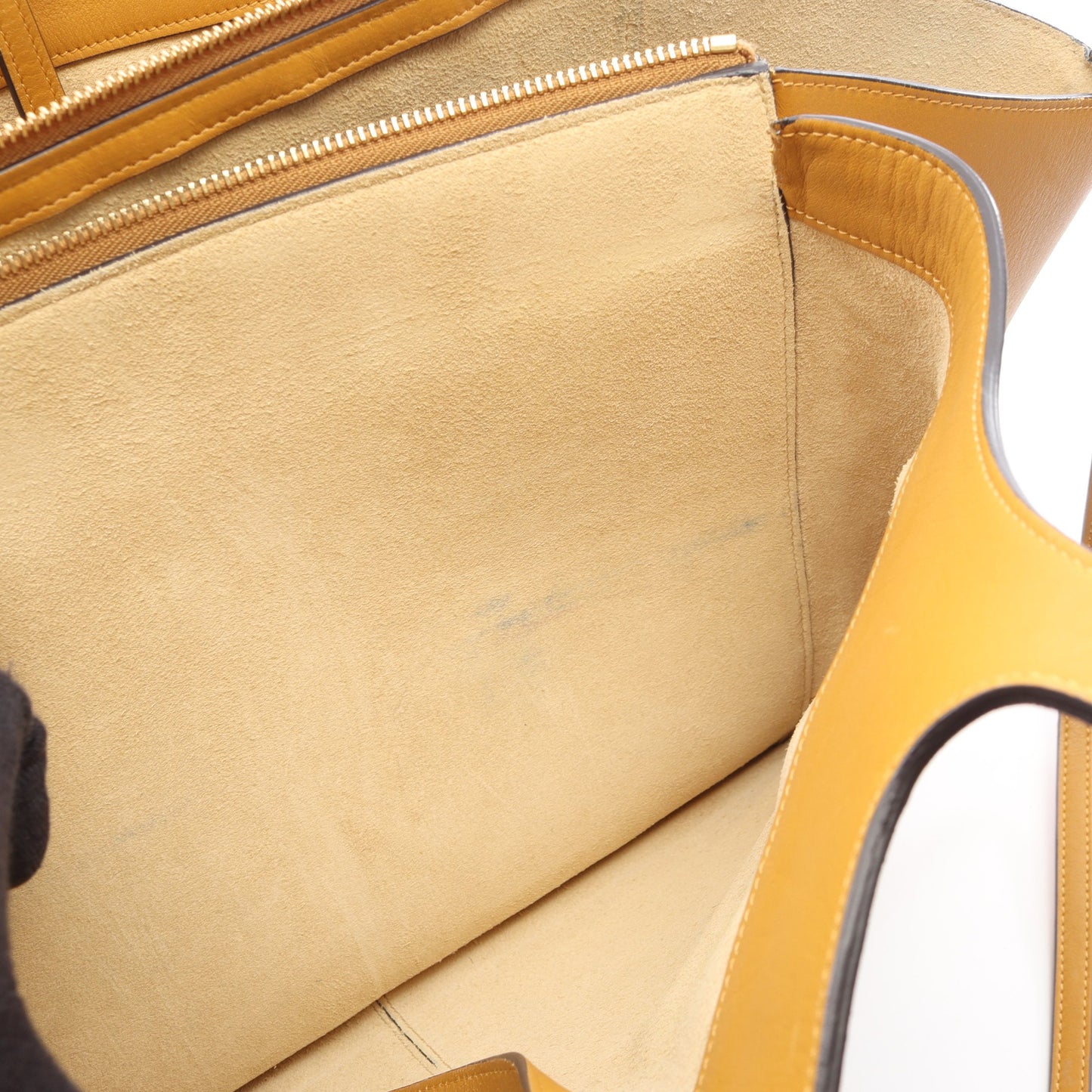 トリフォルド ミディアム ハンドバッグ トートバッグ レザー イエローブラウン セリーヌ バッグ CELINE