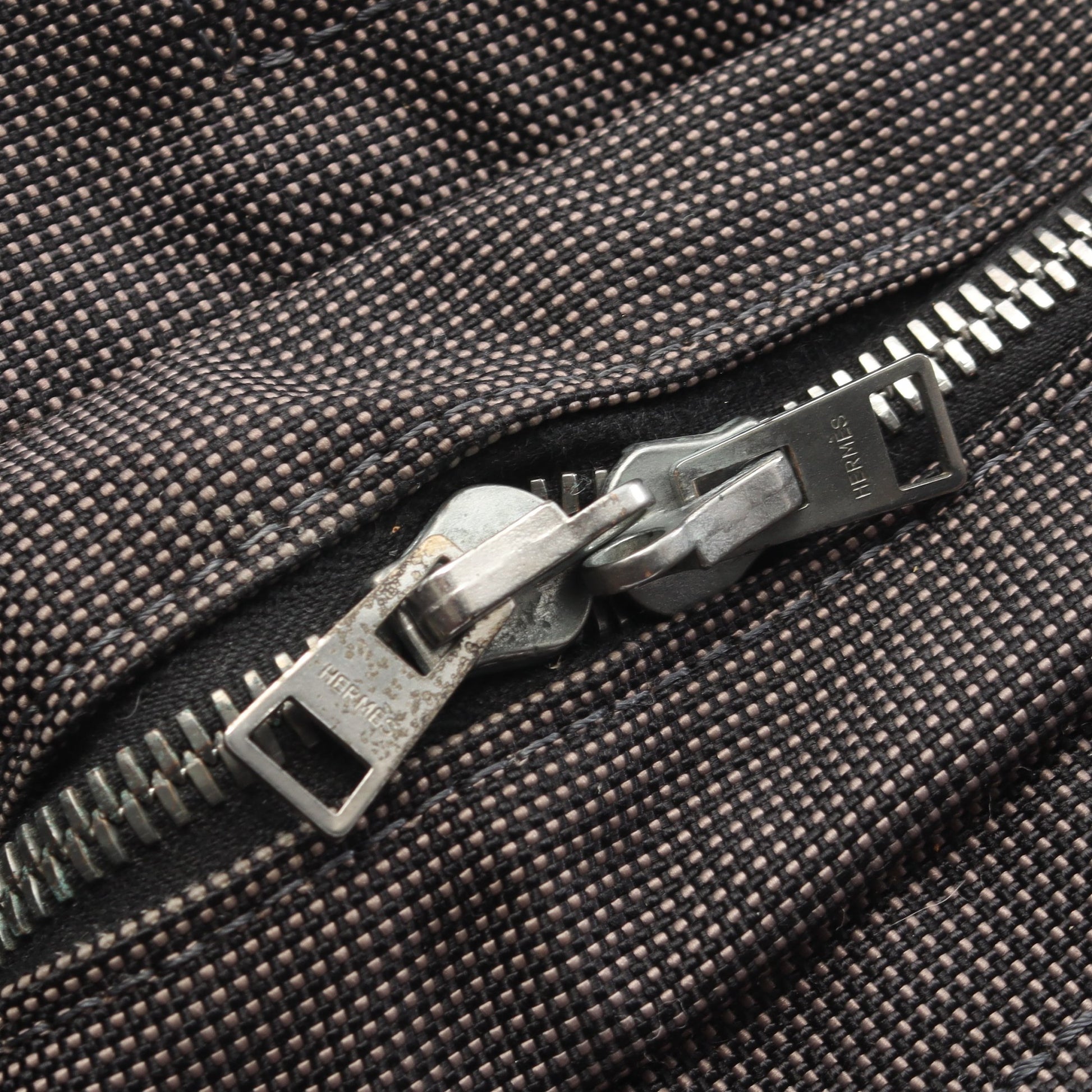 エールラインPM ハンドバッグ トートバッグ ナイロンキャンバス ダークグレー シルバー金具 エルメス バッグ HERMES