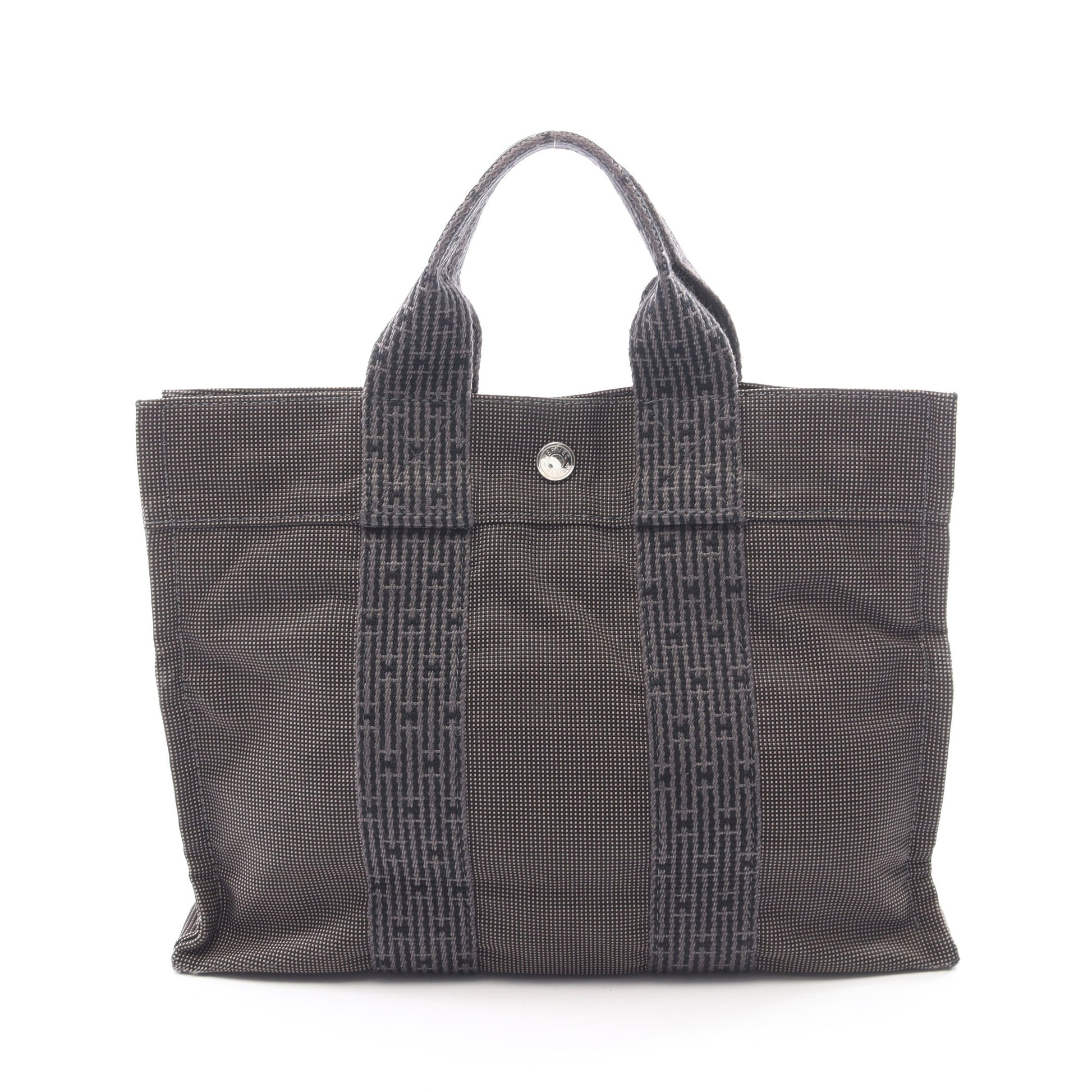 エールラインPM ハンドバッグ トートバッグ ナイロンキャンバス ダークグレー シルバー金具 エルメス バッグ HERMES