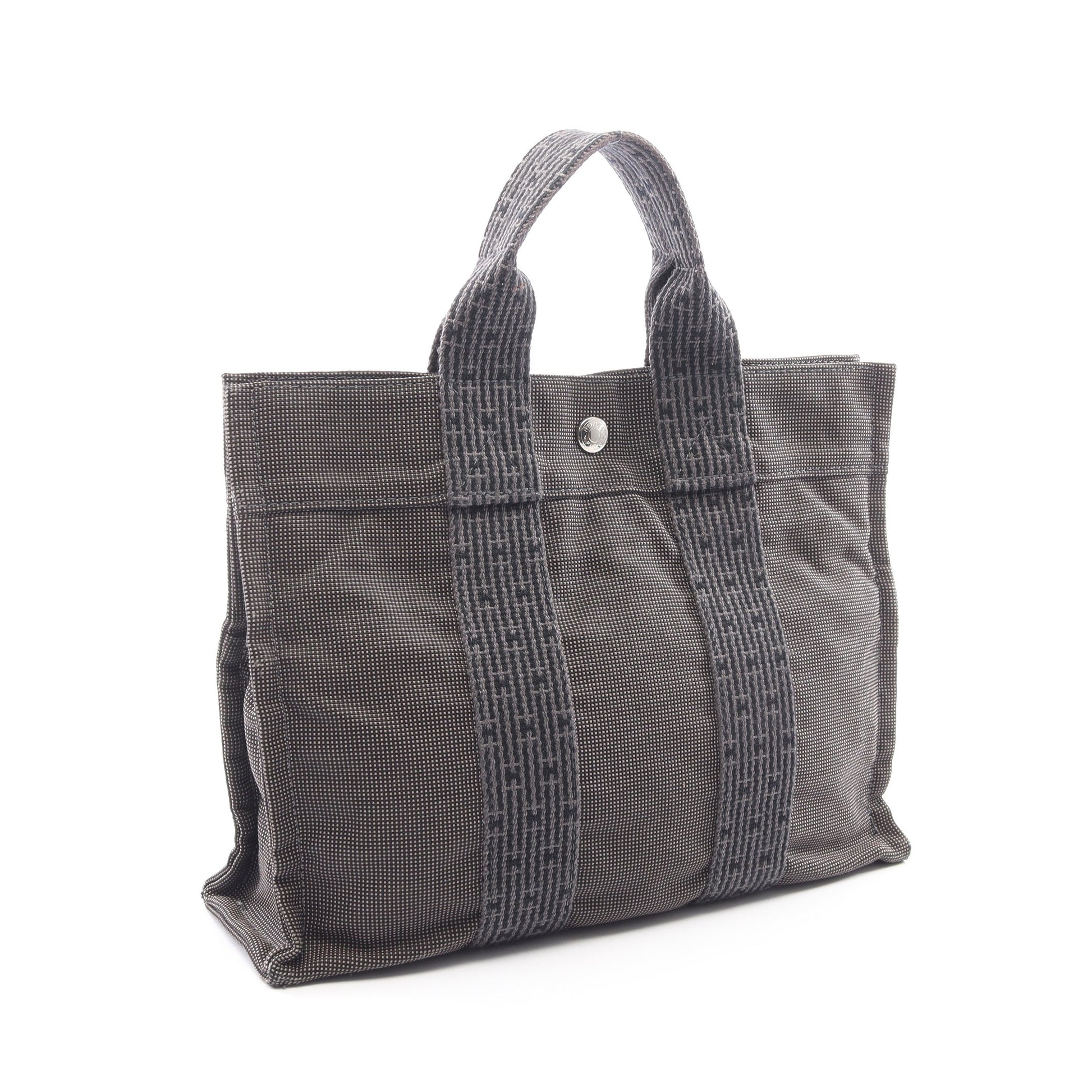エールラインPM ハンドバッグ トートバッグ ナイロンキャンバス ダークグレー シルバー金具 エルメス バッグ HERMES