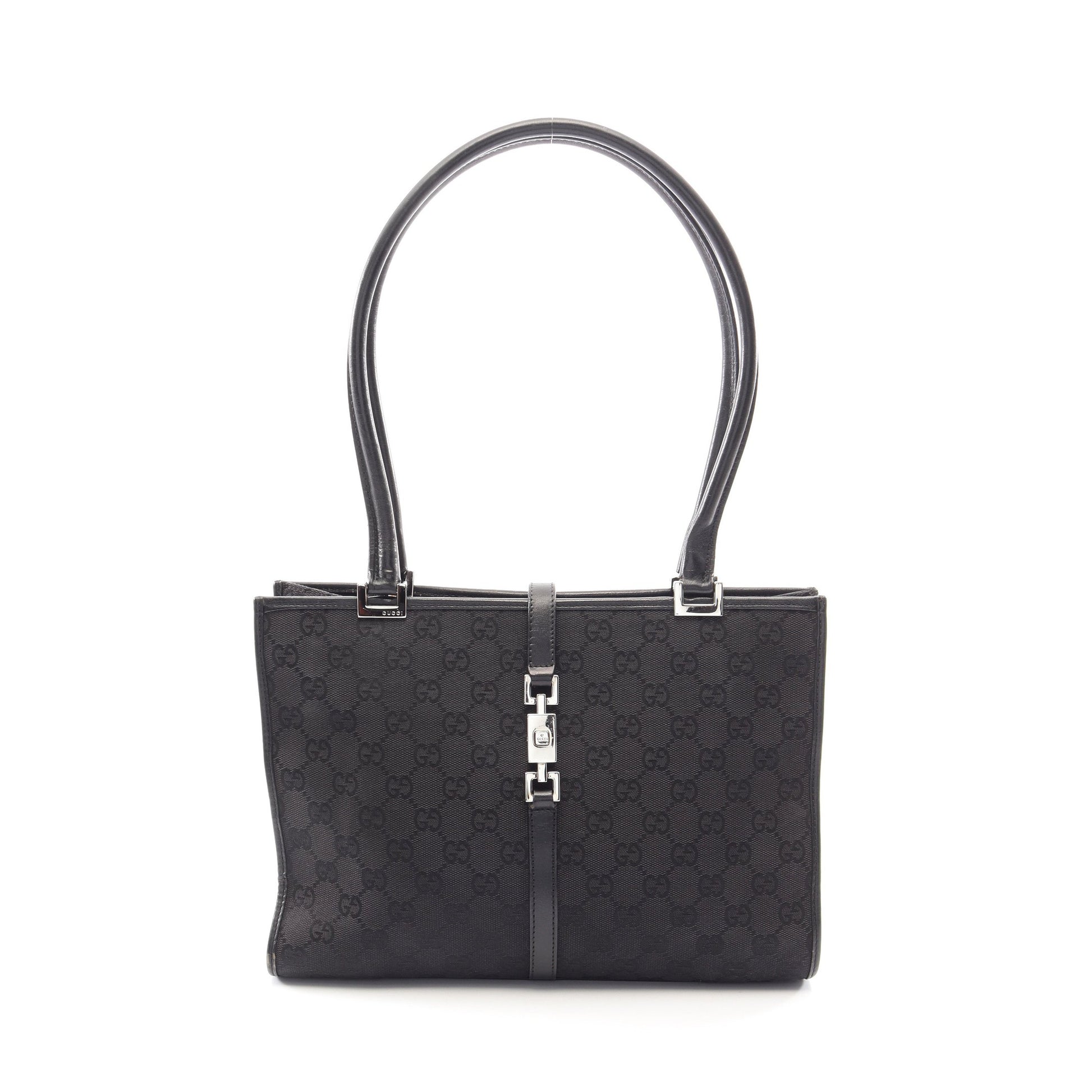 ジャッキー ショルダーバッグ トートバッグ キャンバス レザー ブラック グッチ バッグ GUCCI