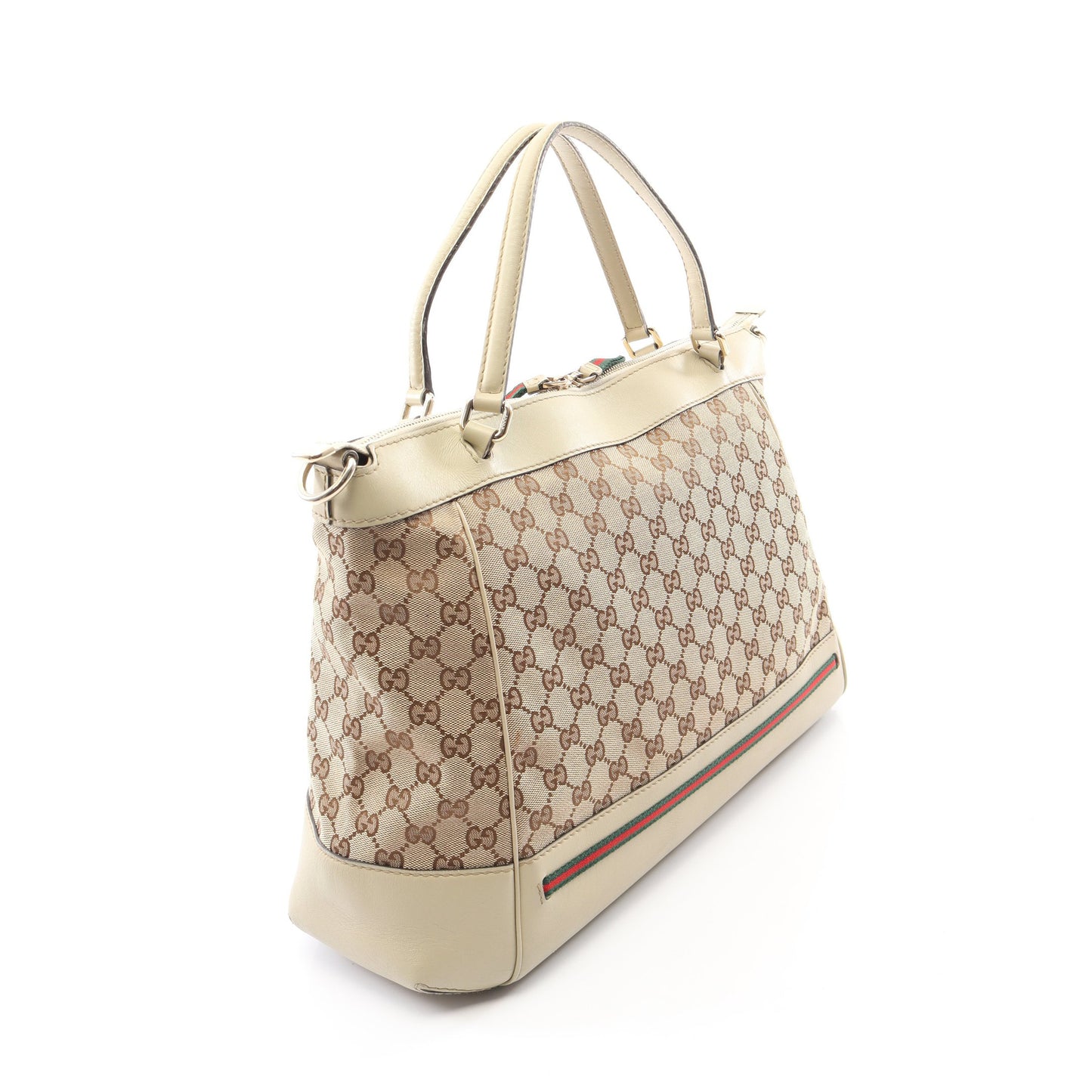 メイフェア シェリーライン GGキャンバス 2WAY ハンドバッグ トートバッグ キャンバス レザー ベージュ アイボリー グッチ バッグ GUCCI