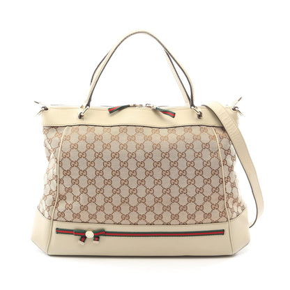 メイフェア シェリーライン GGキャンバス 2WAY ハンドバッグ トートバッグ キャンバス レザー ベージュ アイボリー グッチ バッグ GUCCI