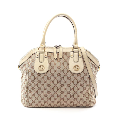 スカーレット GGキャンバス 2WAY ハンドバッグ PVC レザー ベージュ アイボリー グッチ バッグ GUCCI