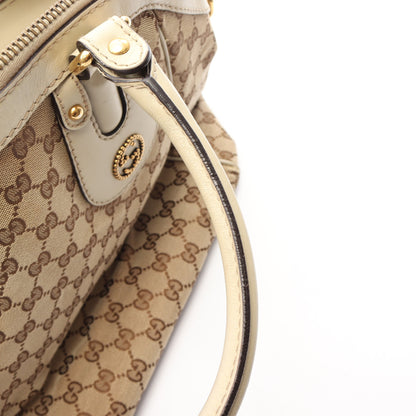 スカーレット GGキャンバス 2WAY ハンドバッグ PVC レザー ベージュ アイボリー グッチ バッグ GUCCI