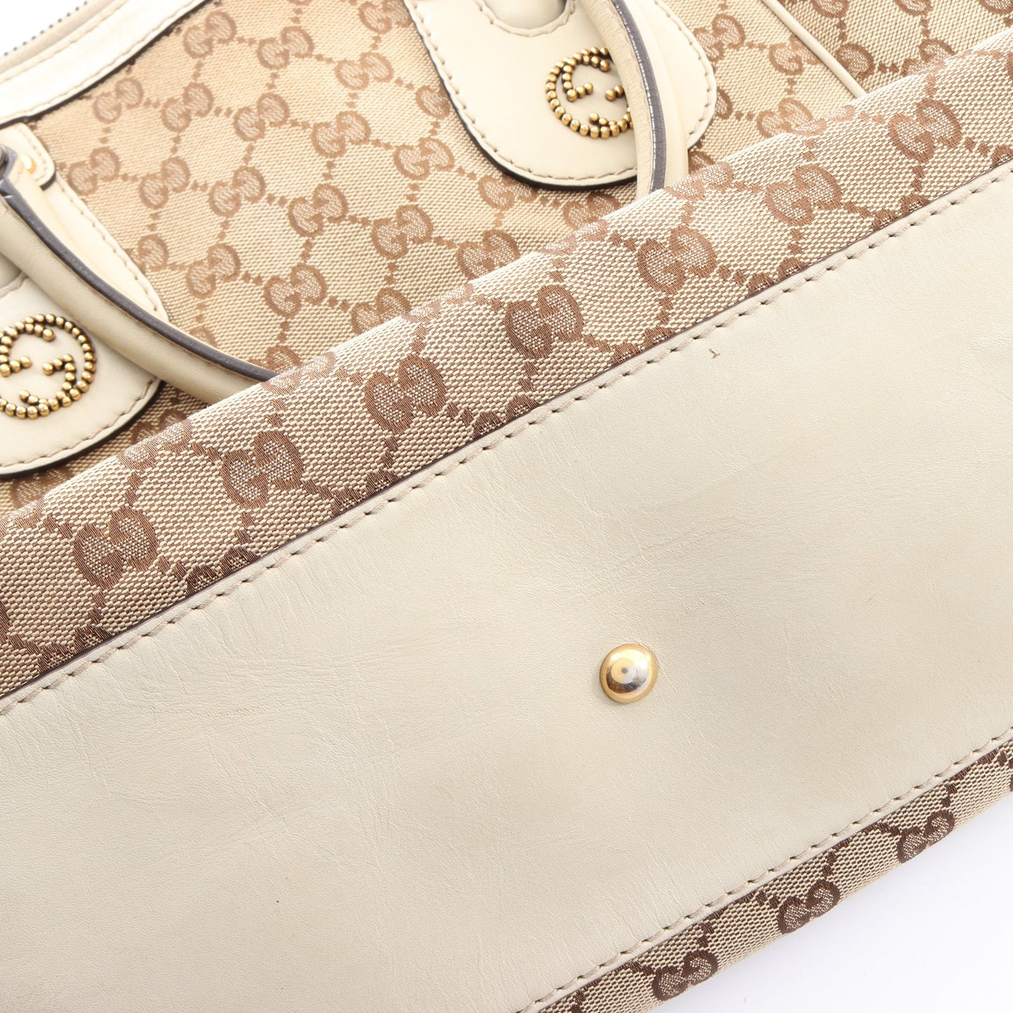 スカーレット GGキャンバス 2WAY ハンドバッグ PVC レザー ベージュ アイボリー グッチ バッグ GUCCI