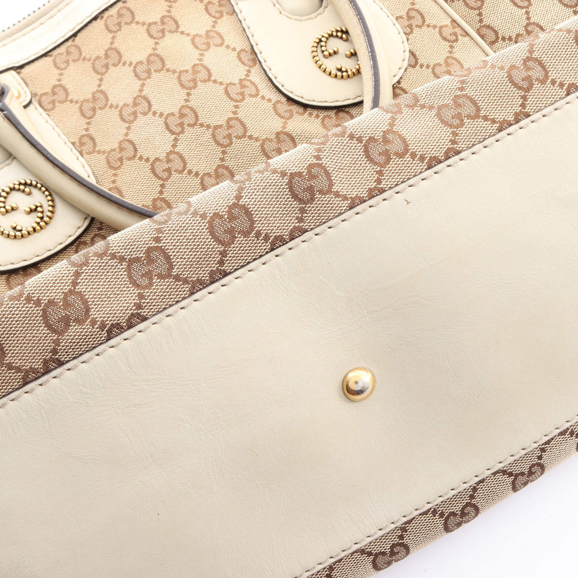 スカーレット GGキャンバス 2WAY ハンドバッグ PVC レザー ベージュ アイボリー グッチ バッグ GUCCI