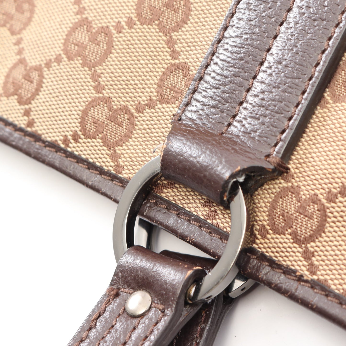 GGキャンバス ハンドバッグ トートバッグ キャンバス レザー ベージュ ダークブラウン グッチ バッグ GUCCI