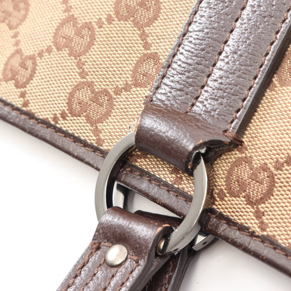 GGキャンバス ハンドバッグ トートバッグ キャンバス レザー ベージュ ダークブラウン グッチ バッグ GUCCI