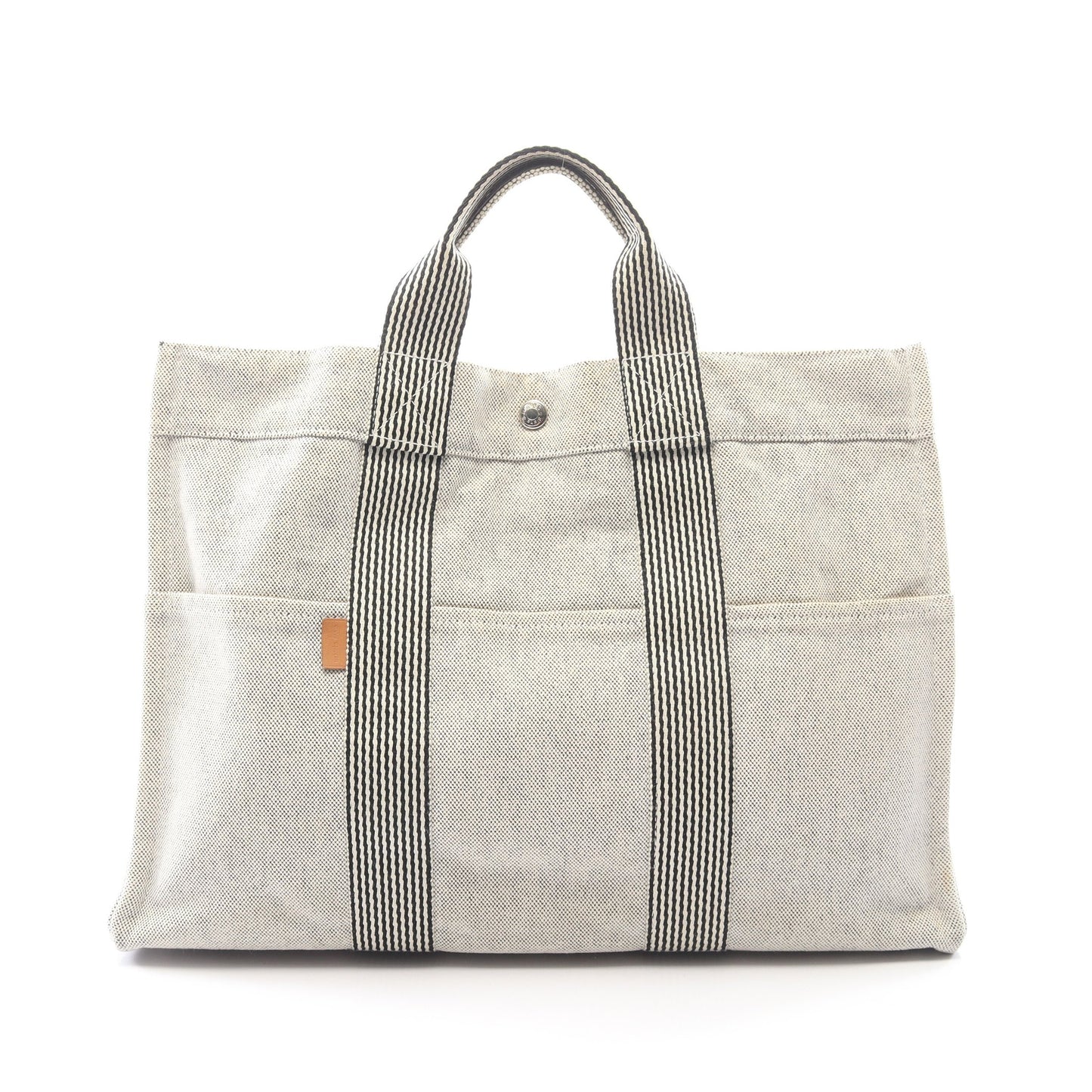 ニューフールトゥMM ハンドバッグ トートバッグ トワルアッシュ ライトグレー ブラック シルバー金具 エルメス バッグ HERMES