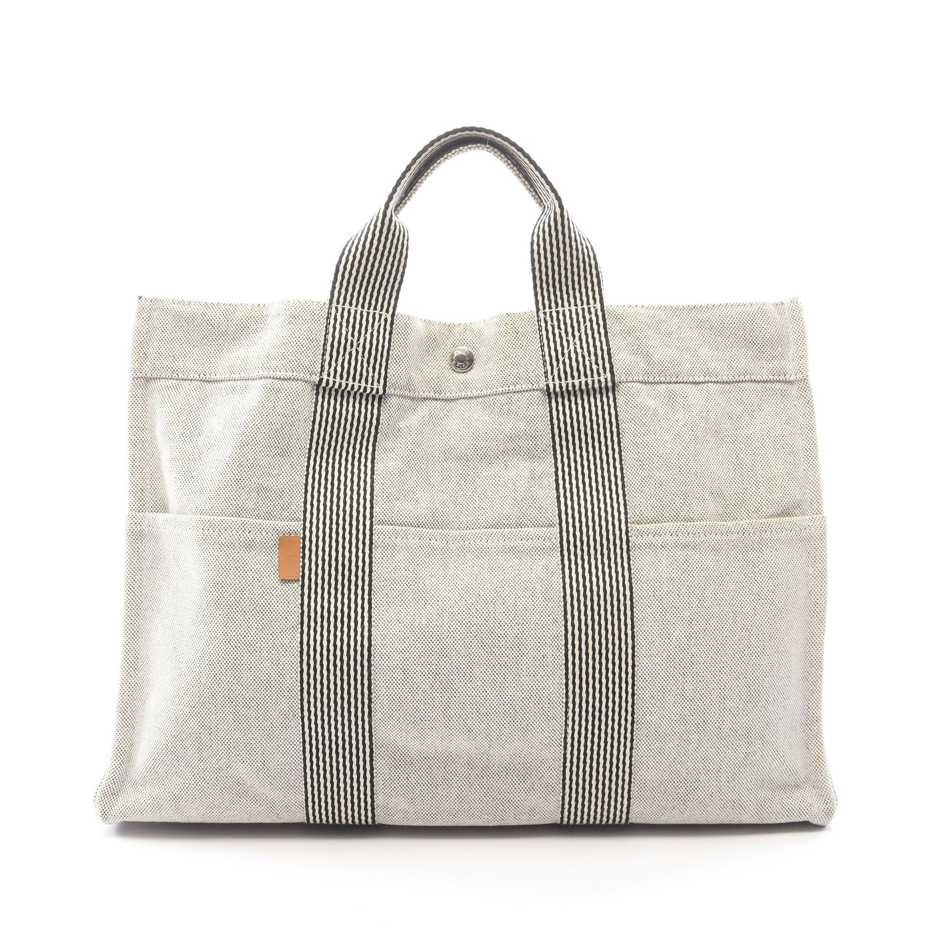 ニューフールトゥMM ハンドバッグ トートバッグ トワルアッシュ ライトグレー ブラック シルバー金具 エルメス バッグ HERMES