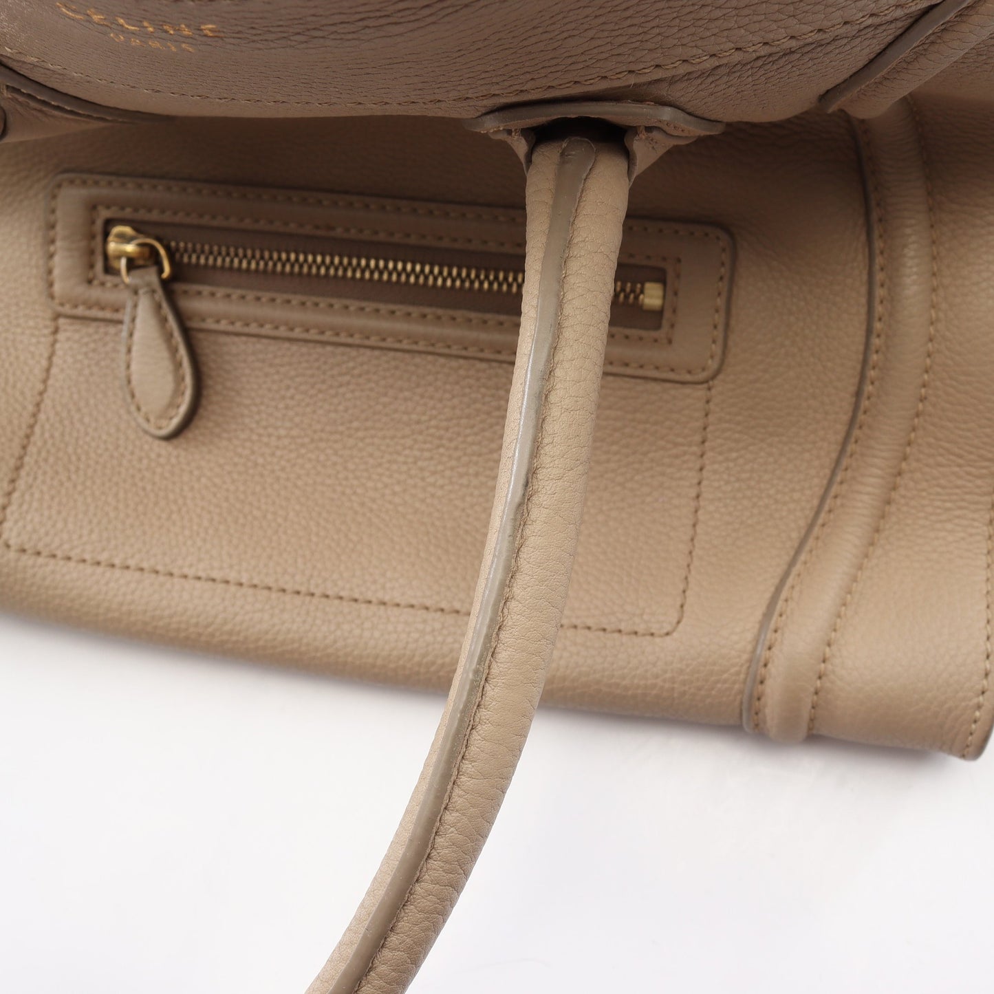 ラゲージ ミニショッパー ハンドバッグ レザー ベージュ セリーヌ バッグ CELINE