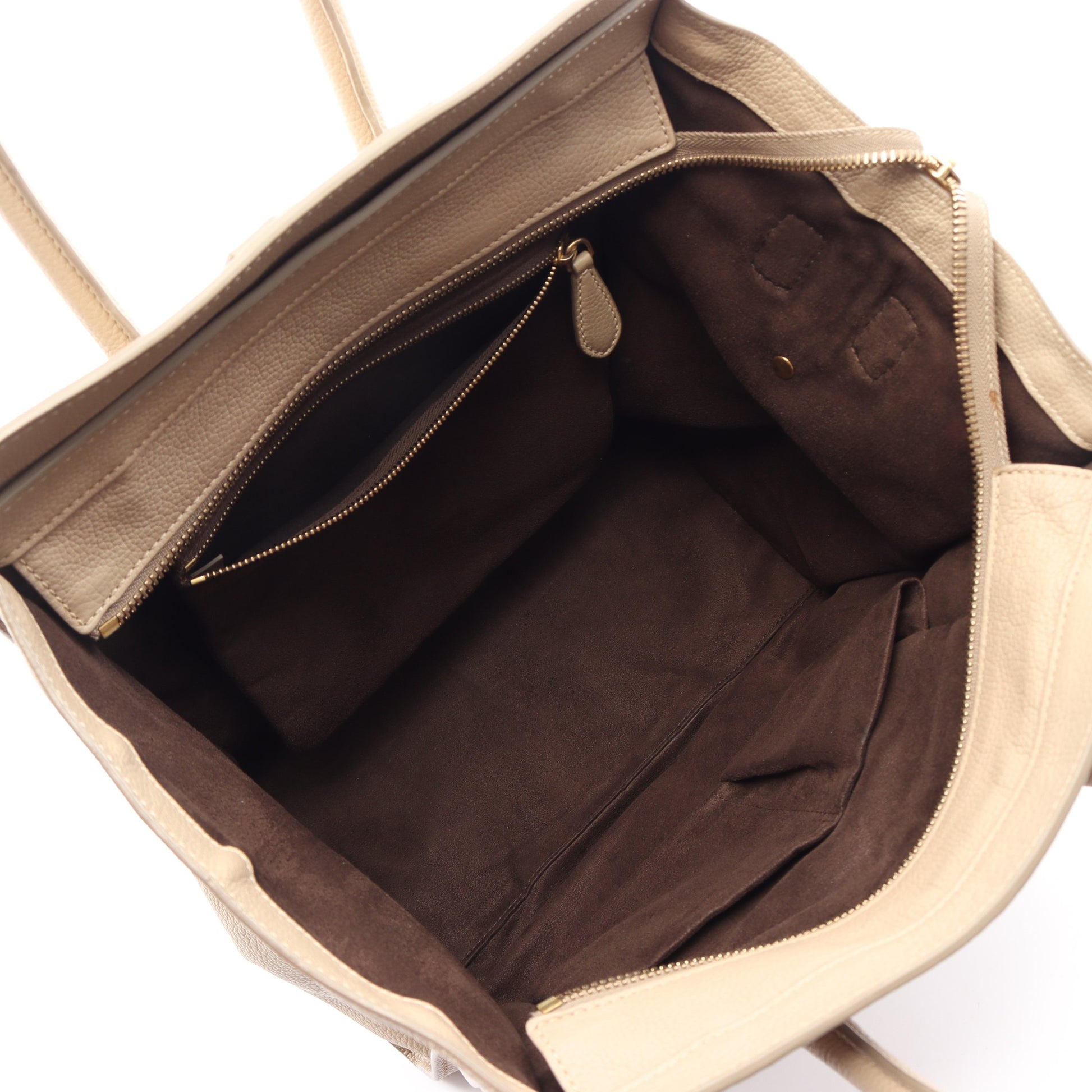 ラゲージ ミニショッパー ハンドバッグ レザー ベージュ セリーヌ バッグ CELINE