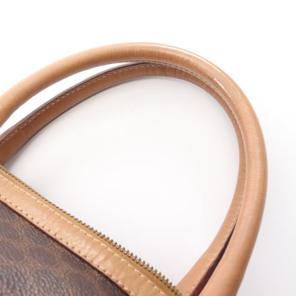 マカダム ハンドバッグ ミニボストンバッグ PVC レザー ダークブラウン ベージュ セリーヌ バッグ CELINE