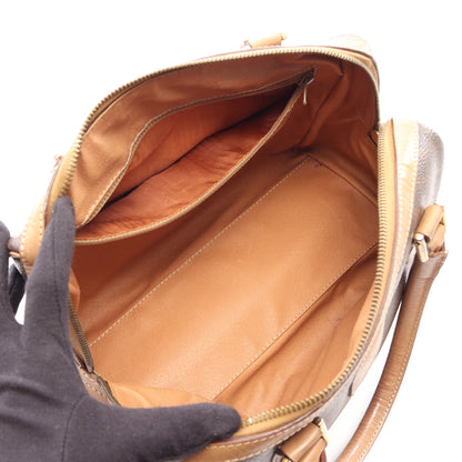 マカダム ハンドバッグ ミニボストンバッグ PVC レザー ダークブラウン ベージュ セリーヌ バッグ CELINE