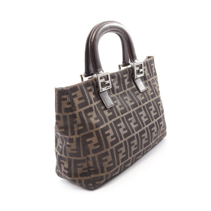 ズッカ ハンドバッグ トートバッグ キャンバス レザー ブラウン ダークブラウン フェンディ バッグ FENDI