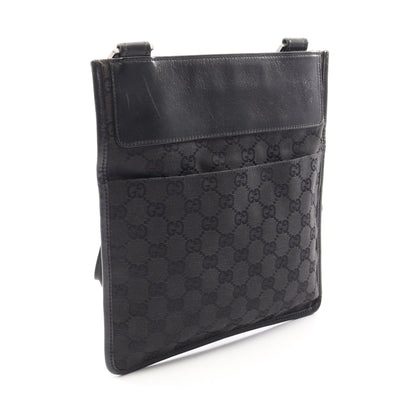 GGキャンバス ショルダーバッグ キャンバス レザー ブラック グッチ バッグ GUCCI