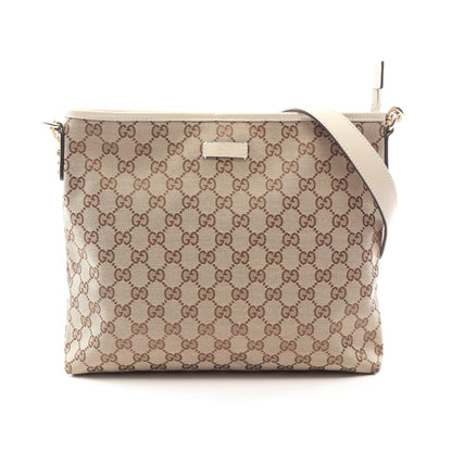 GGキャンバス ショルダーバッグ キャンバス レザー ベージュ アイボリー グッチ バッグ GUCCI