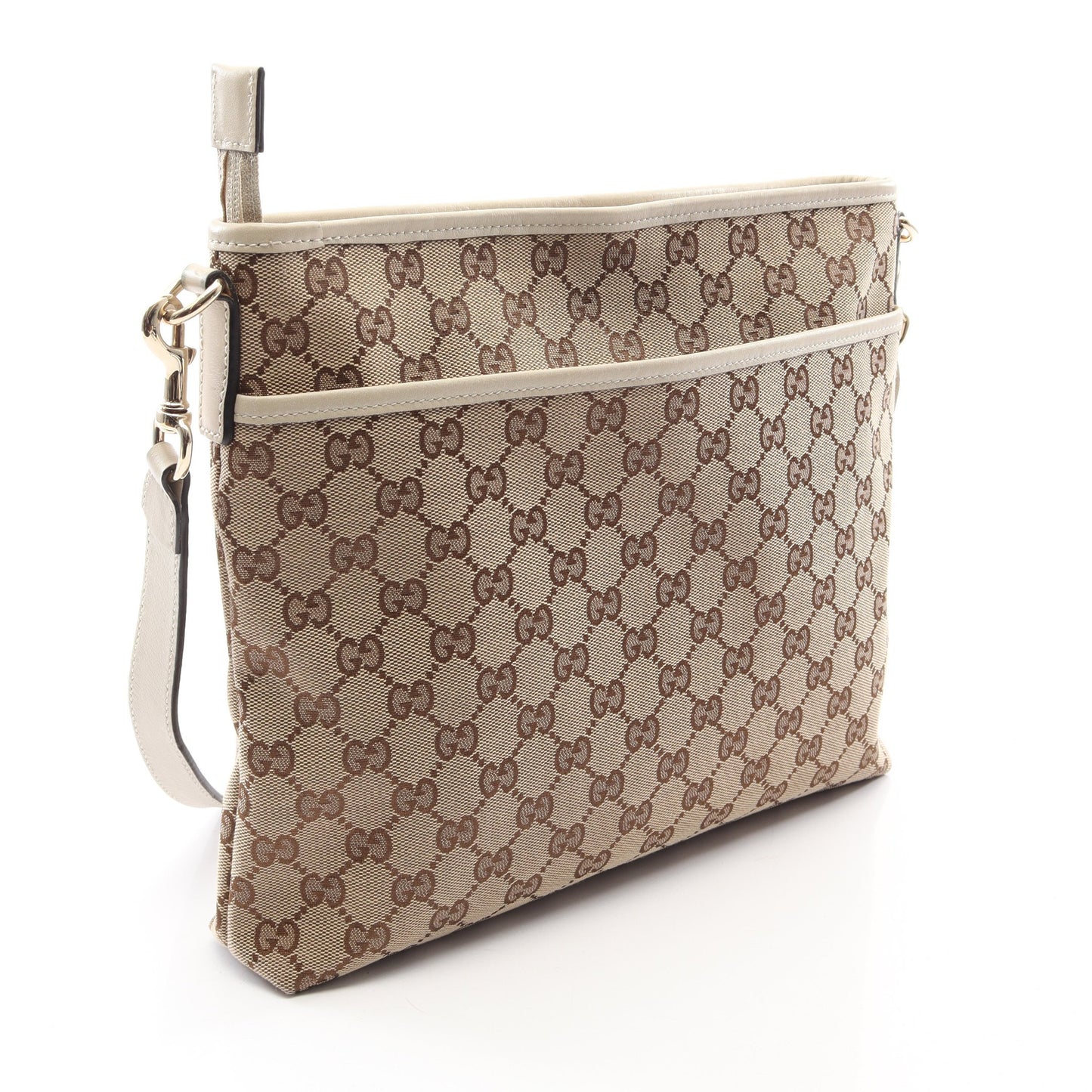 GGキャンバス ショルダーバッグ キャンバス レザー ベージュ アイボリー グッチ バッグ GUCCI