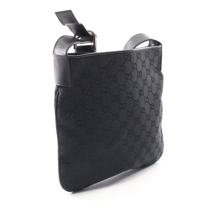 GGキャンバス ショルダーバッグ キャンバス レザー ブラック グッチ バッグ GUCCI