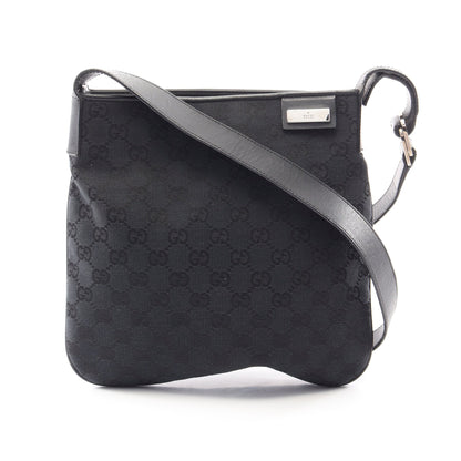 GGキャンバス ショルダーバッグ キャンバス レザー ブラック グッチ バッグ GUCCI