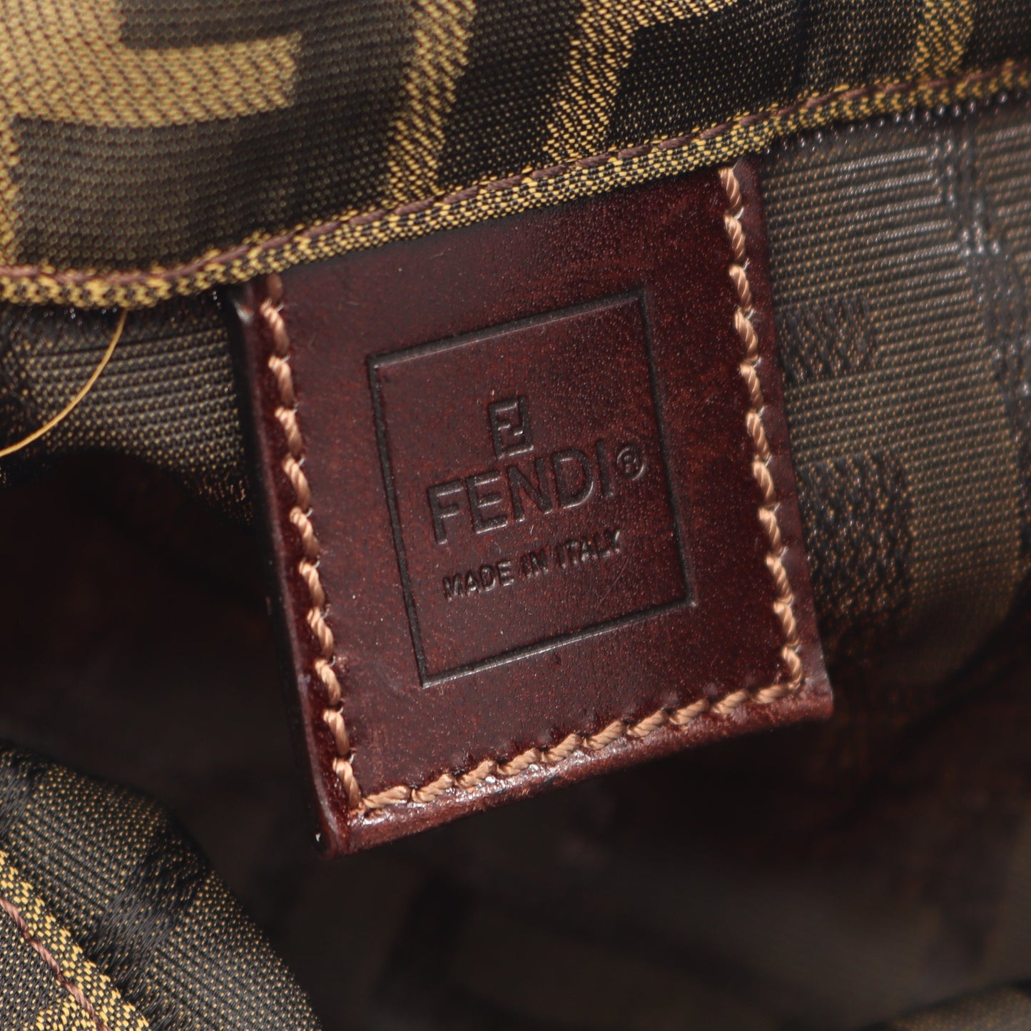 ズッカ ハンドバッグ トートバッグ キャンバス レザー ブラウン ダークブラウン フェンディ バッグ FENDI