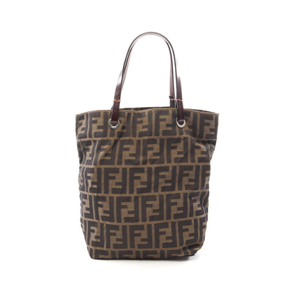 ズッカ ハンドバッグ トートバッグ キャンバス レザー ブラウン ダークブラウン フェンディ バッグ FENDI