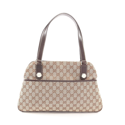 GGキャンバス ショルダーバッグ キャンバス レザー ベージュ ダークブラウン グッチ バッグ GUCCI