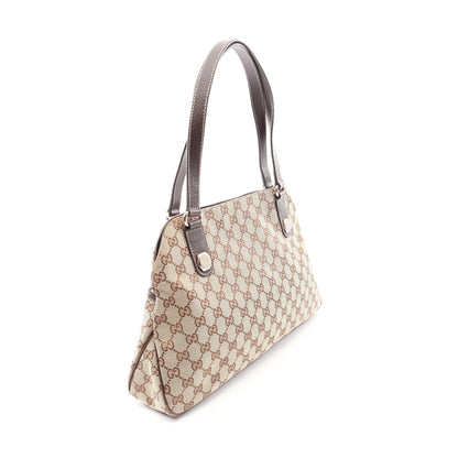 GGキャンバス ショルダーバッグ キャンバス レザー ベージュ ダークブラウン グッチ バッグ GUCCI