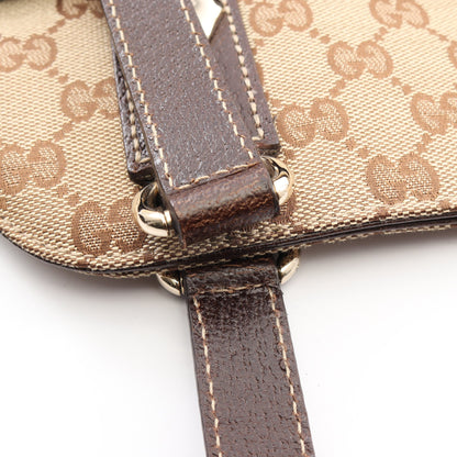 GGキャンバス ショルダーバッグ キャンバス レザー ベージュ ダークブラウン グッチ バッグ GUCCI