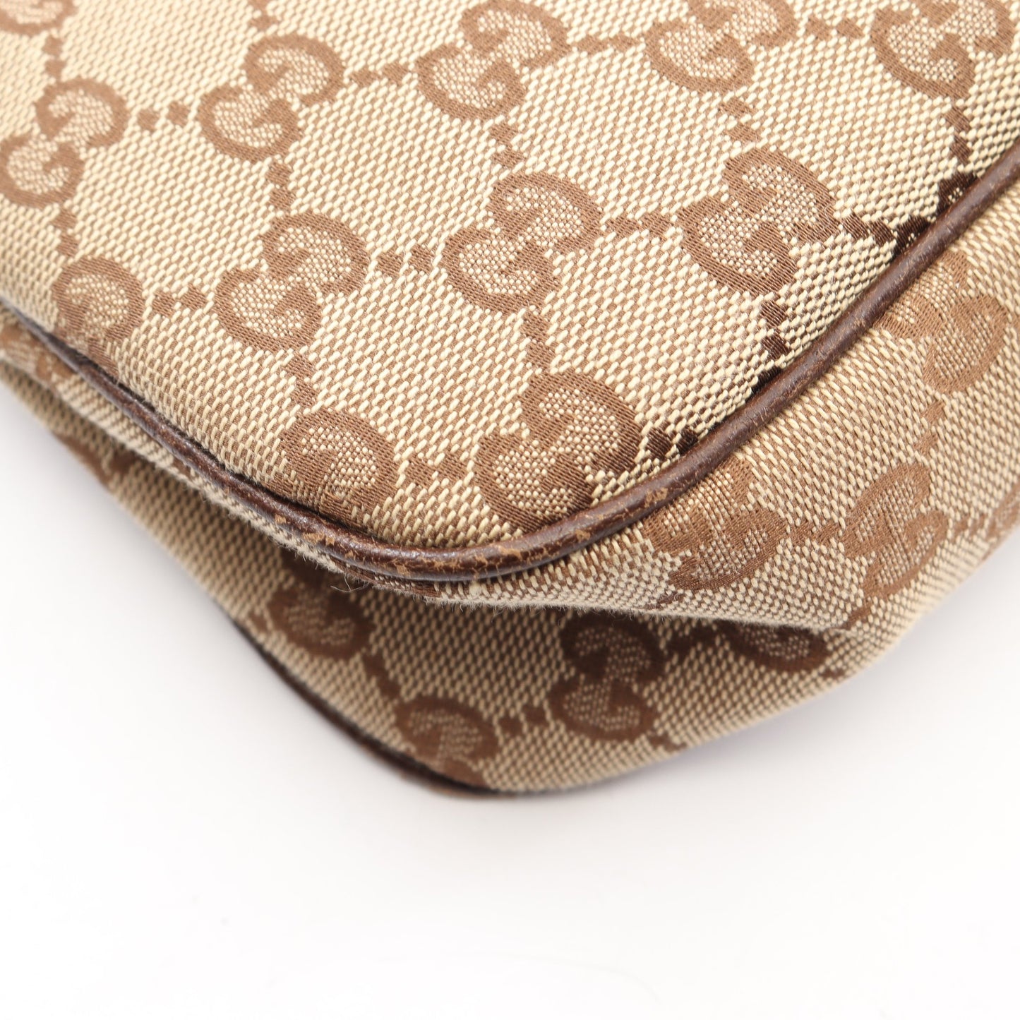 GGキャンバス ショルダーバッグ キャンバス レザー ベージュ ダークブラウン グッチ バッグ GUCCI