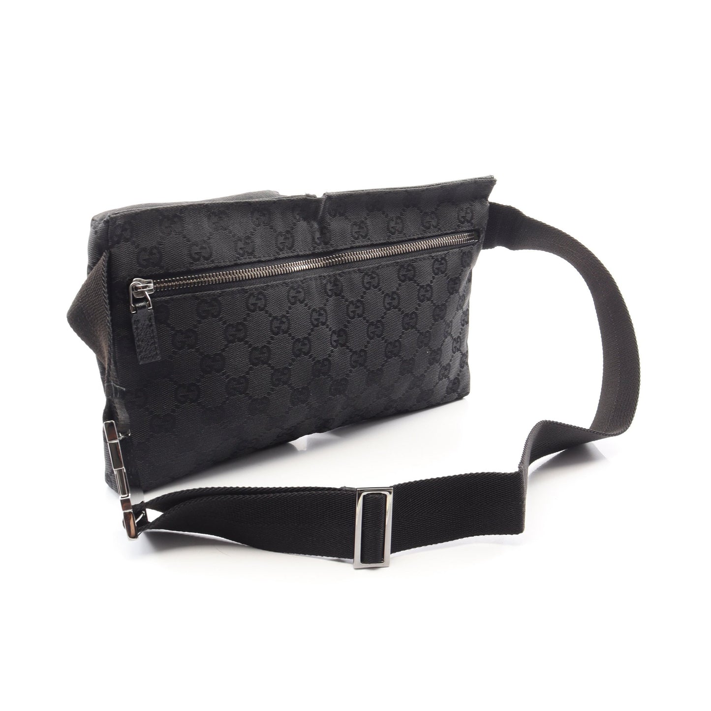 GGキャンバス ボディバッグ ウエストバッグ キャンバス レザー ブラック グッチ バッグ GUCCI