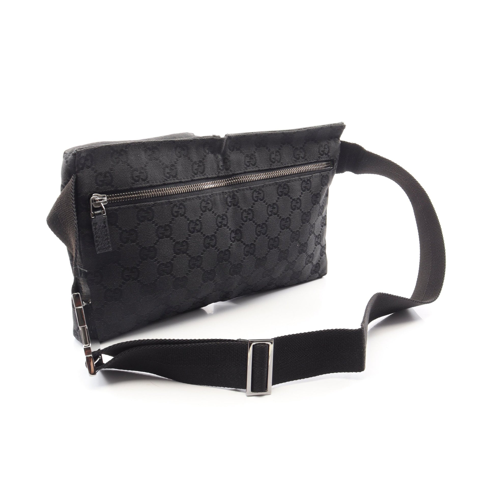 GGキャンバス ボディバッグ ウエストバッグ キャンバス レザー ブラック グッチ バッグ GUCCI