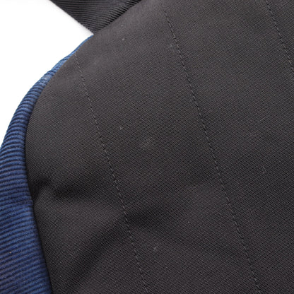 ロゴ刺繍 バックパック リュックサック コーデュロイ ダークブルー イエロー サンローランパリ バッグ SAINT LAURENT PARIS