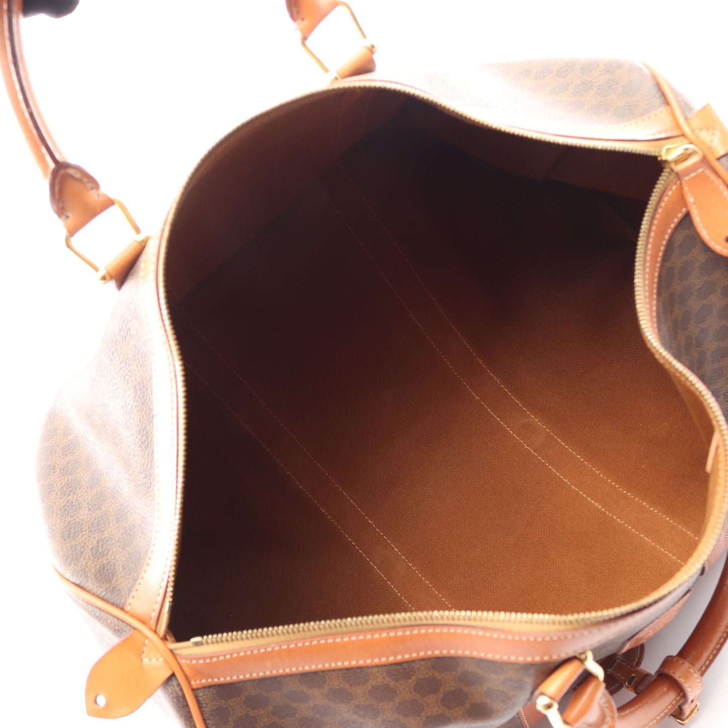 マカダム ボストンバッグ PVC レザー ダークブラウン ブラウン セリーヌ バッグ CELINE