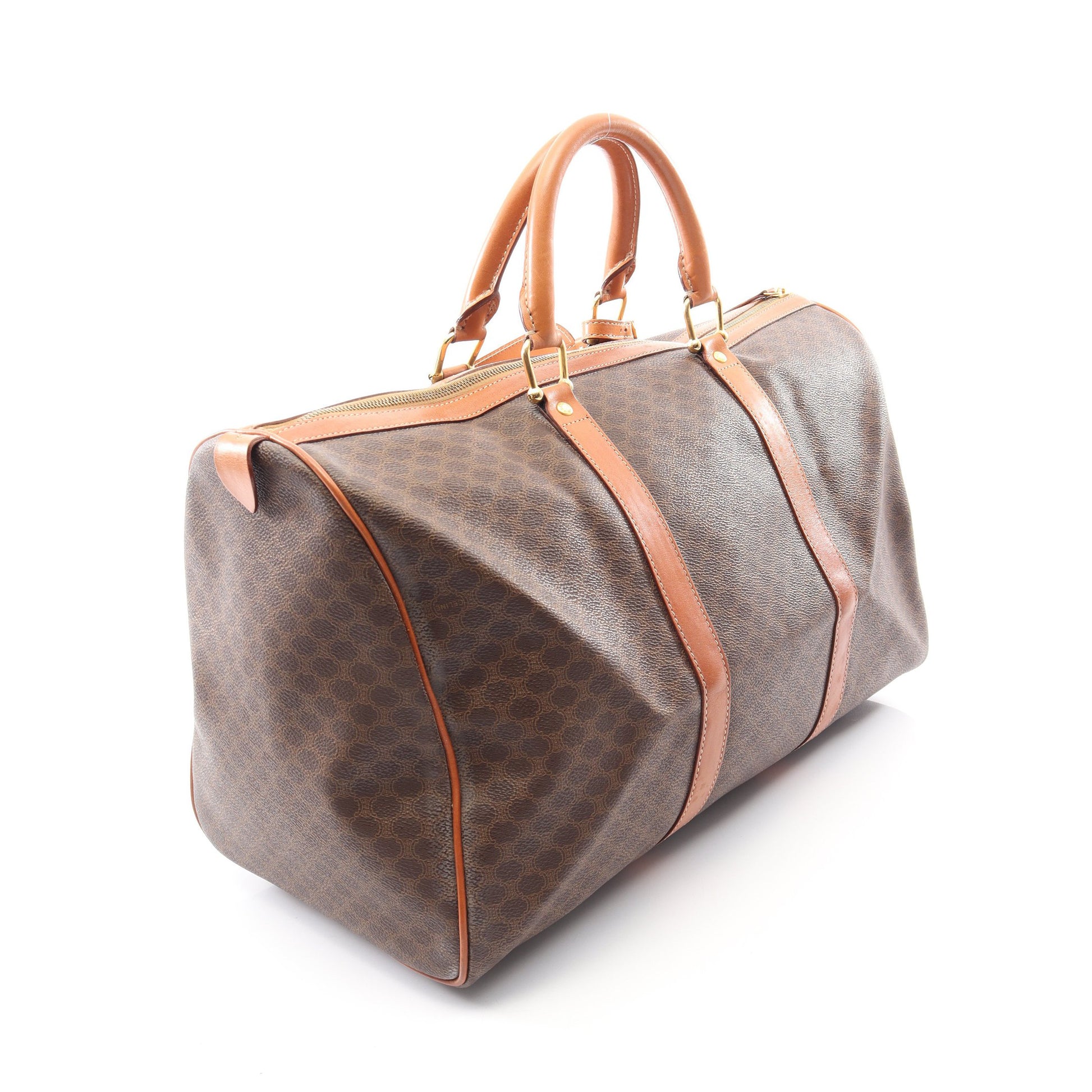 マカダム ボストンバッグ PVC レザー ダークブラウン ブラウン セリーヌ バッグ CELINE