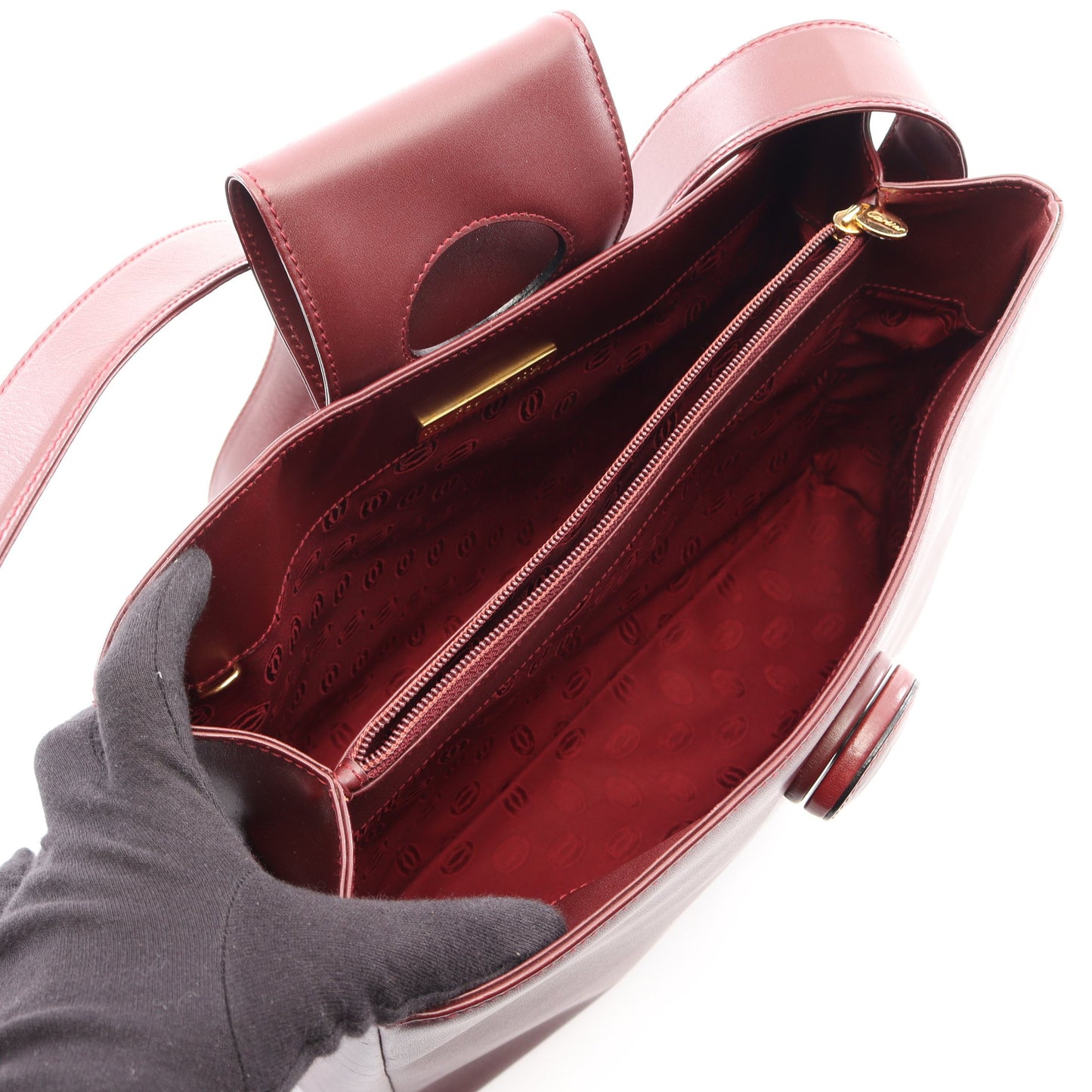 マストライン ショルダーバッグ レザー ボルドー カルティエ バッグ Cartier