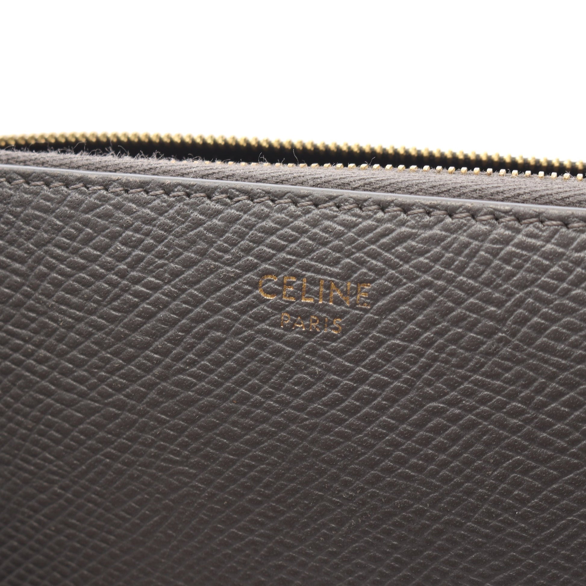 ラージ ジップドウォレット ラウンドファスナー長財布 レザー グレー セリーヌ 財布・小物 CELINE