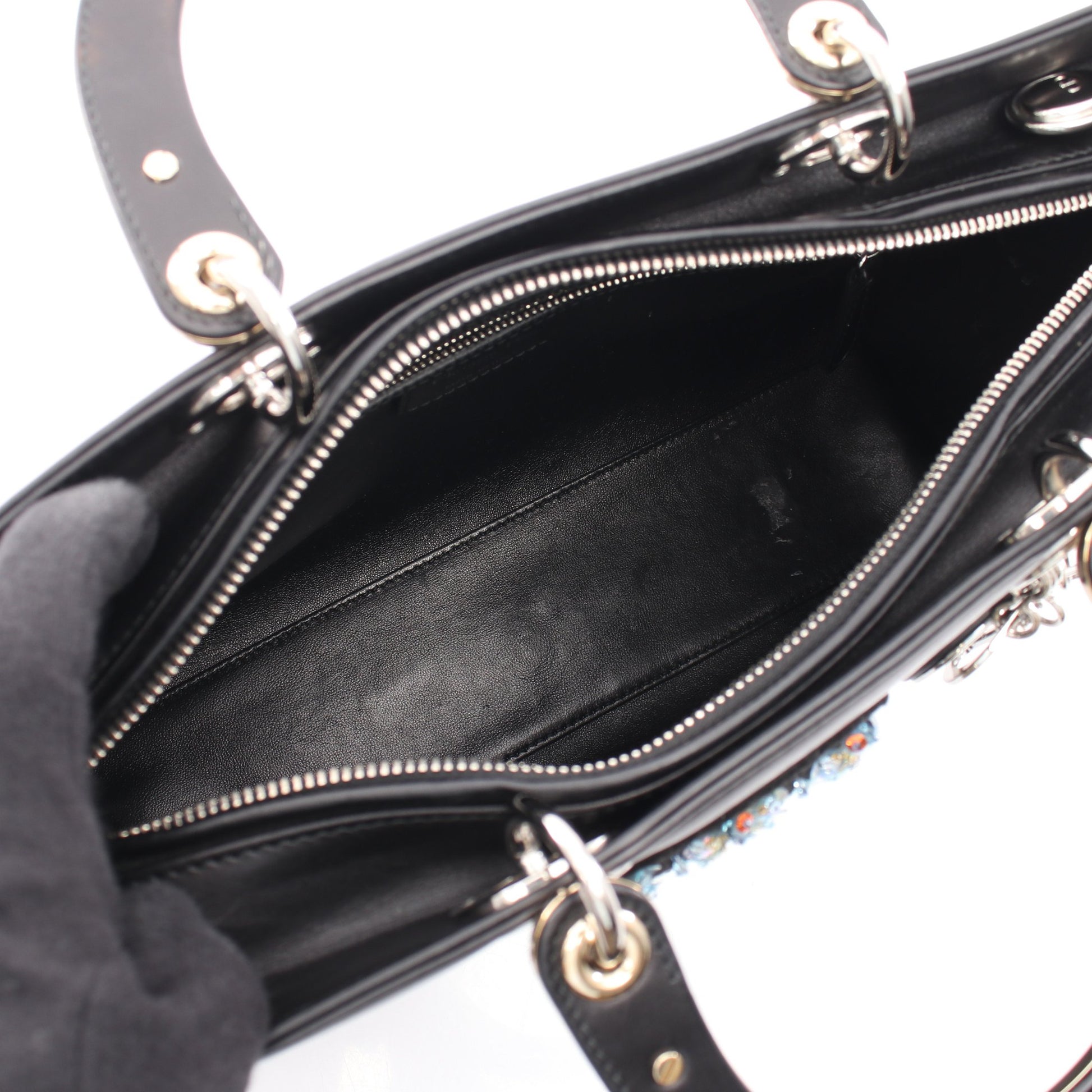 レディディオール ラージ ワッペン 2WAY ハンドバッグ レザー ブラック マルチカラー クリスチャンディオール バッグ Christian Dior