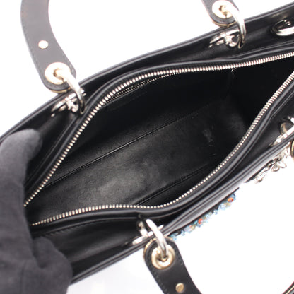レディディオール ラージ ワッペン 2WAY ハンドバッグ レザー ブラック マルチカラー クリスチャンディオール バッグ Christian Dior