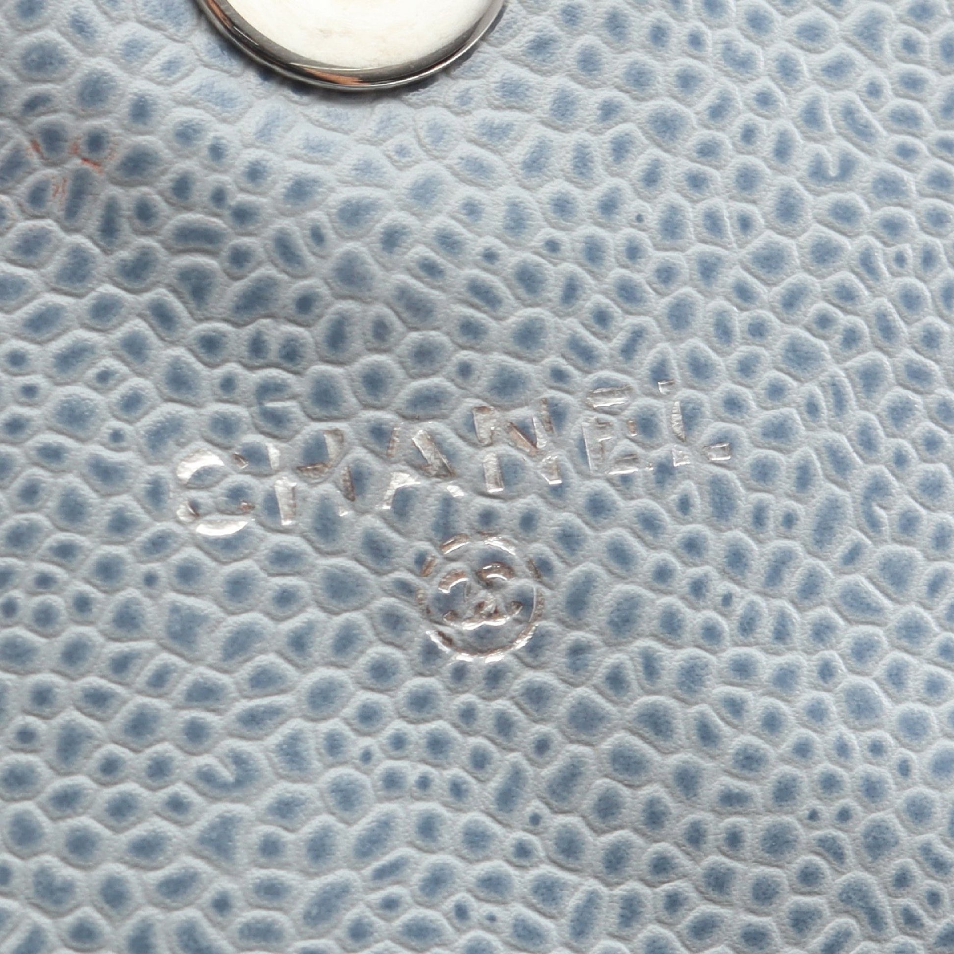 ハーフムーン チェーンウォレット キャビアスキン ブルーグレー シルバー金具 シャネル バッグ CHANEL