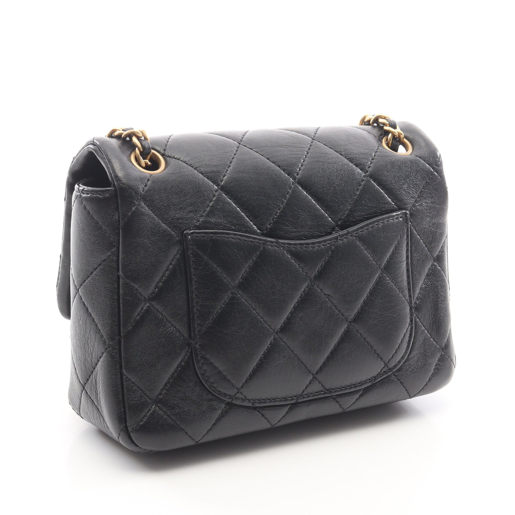 ミニマトラッセ チェーンショルダーバッグ ラムスキン ブラック ゴールド金具 シャネル バッグ CHANEL