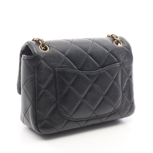 ミニマトラッセ チェーンショルダーバッグ ラムスキン ブラック ゴールド金具 シャネル バッグ CHANEL