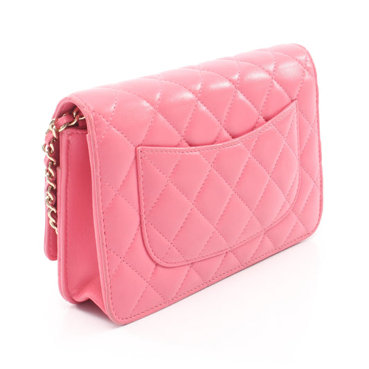 マトラッセ ダブルピース チェーンウォレット ラムスキン ピンク ゴールド金具 シャネル バッグ CHANEL