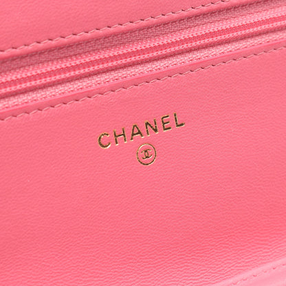 マトラッセ ダブルピース チェーンウォレット ラムスキン ピンク ゴールド金具 シャネル バッグ CHANEL
