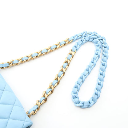 マトラッセ チェーンショルダーバッグ ラムスキン ライトブルー ゴールド金具 シャネル バッグ CHANEL