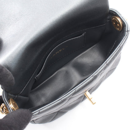 ミニマトラッセ メタリック チェーンショルダーバッグ ラムスキン グレー ゴールド金具 シャネル バッグ CHANEL
