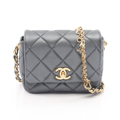 ミニマトラッセ メタリック チェーンショルダーバッグ ラムスキン グレー ゴールド金具 シャネル バッグ CHANEL